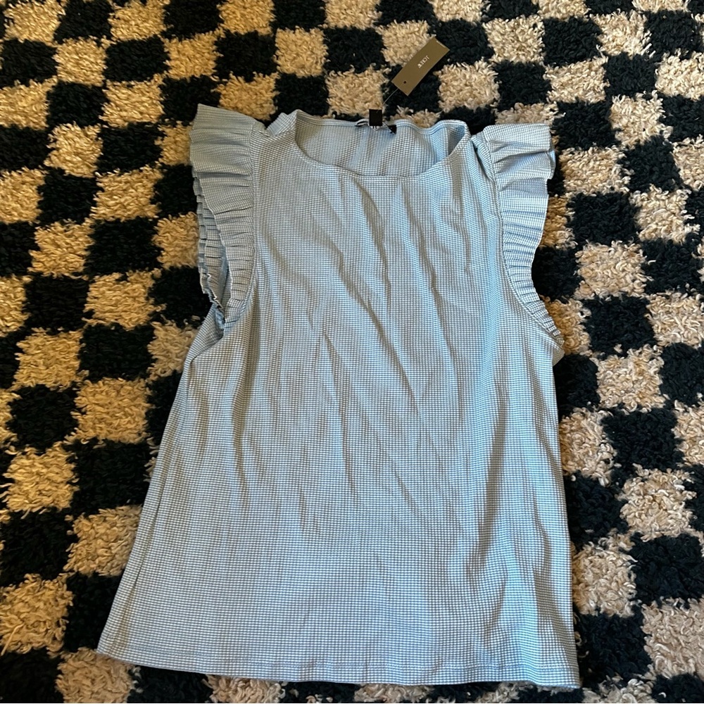J. Crew Blue Ruffle Sleeve Women's Top